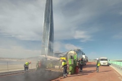 В Санкт‑Петербурге на 85 процентов завершено строительство эстакадных съездов в районе «Лахта Центр»