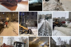 Управляющие и подрядные организации, осуществляющие уборку внутриквартальных территорий,   продолжают работы по ликвидации последствий снегопада в районах Санкт‑Петербурга
