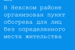 В Невском районе организован пункт обогрева для лиц без определенного места жительства