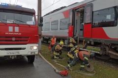 Пожарные ликвидировали условный пожар в скоростном электропоезде