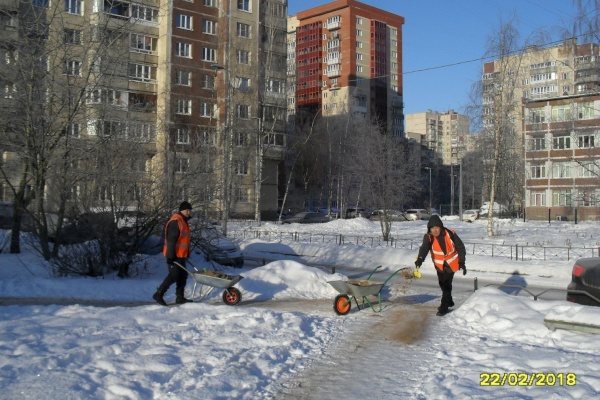 Уборка снега и льда во Фрунзенском районе. Данные на 22 февраля