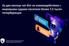 За два месяца чат-бот по взаимодействию с мировыми судами посетили более 7,5 тысяч петербуржцев