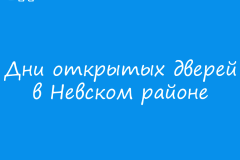 В Невском районе пройдут Дни открытых дверей