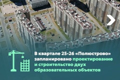 В квартале 25-26 «Полюстрово» запланировано проектирование и строительство двух образовательных объектов