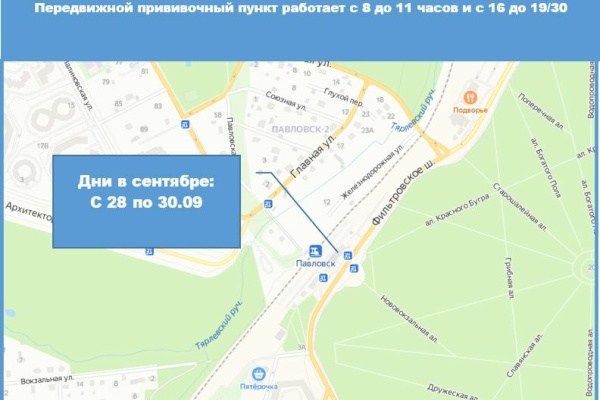 Размещение передвижных прививочных пунктов в Пушкинском районе