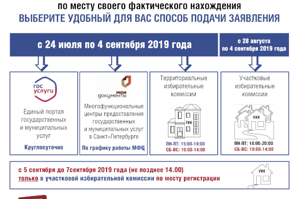 Как и где проголосовать на выборах губернатора Санкт‑Петербурга 2019