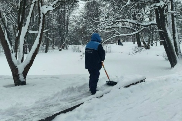 Приморский парк Победы восстанавливают после зимних снегопадов