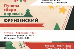 Во Фрунзенском районе откроется временный пункт приема новогодних деревьев для переработки